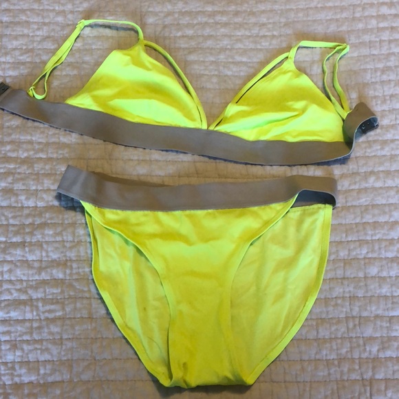 Neon yellow banded bikini - Picture 4 of 7